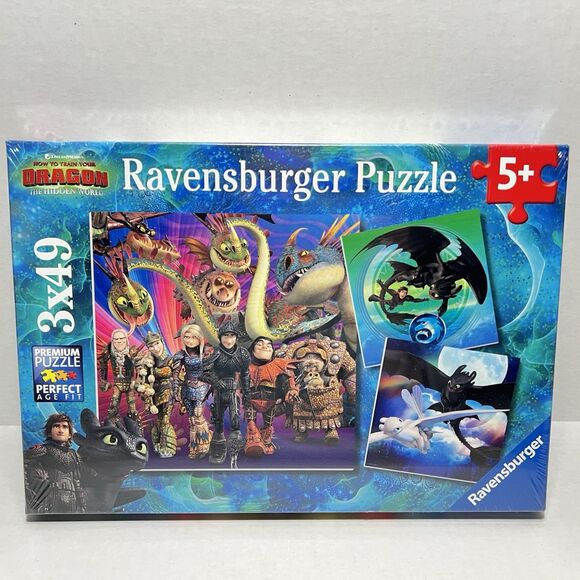 Ravensburger How to Train Your Dragon 3X 49pc Jigsaw Puzzles New Sealed - Picture 1 of 6